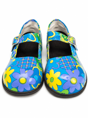 Zapato De Payaso Azul con flores Adulto - Complementos de circo