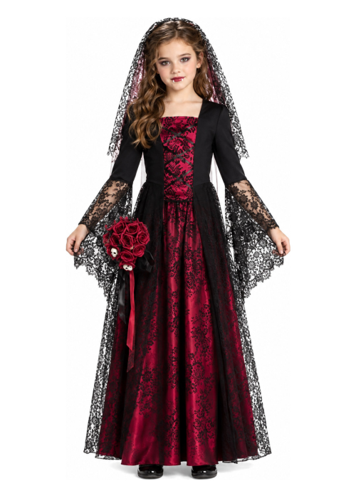 Disfraz de Novia Vampiresa para Niña - Disfraces Halloween Vampiros - Disfraces de Vampiresas y Goticas para Niñas