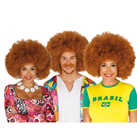 Peluca Afro Castaña - Complementos para disfraces