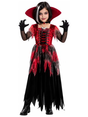 Disfraz De Vampiresa Gotica Roja Infantil