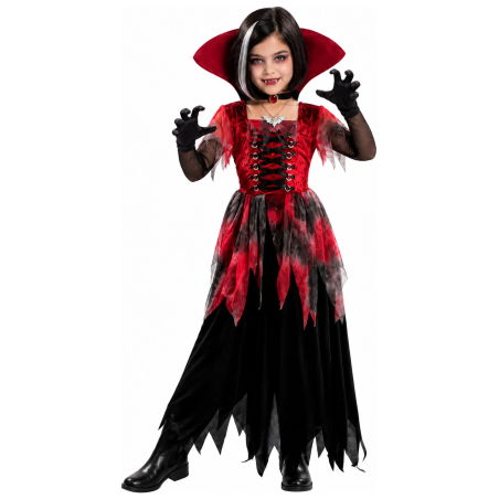 Disfraz De Vampiresa Gotica Roja Infantil