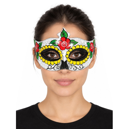 Antifaz Catrina Flores - Mascaras Calavera Mexicana - Mascaras y Antifaces