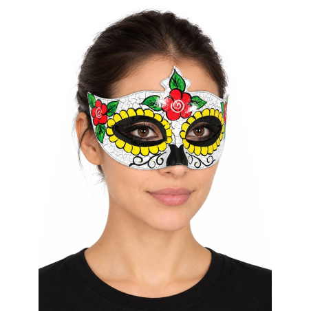 Antifaz Catrina Flores - Mascaras Calavera Mexicana - Mascaras y Antifaces