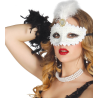 Antifaz con Pluma Blanco - Mascaras y Antifaces