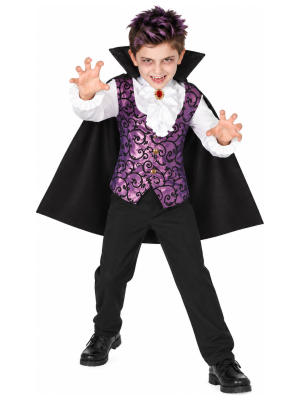 Disfraz de Vampiro Clasico Lila para Niño - Disfraces Halloween Vampiros - Disfraces de Vampiros y Goticos para Niños