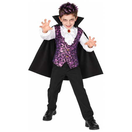 Disfraz de Vampiro Clasico Lila para Niño - Disfraces Halloween Vampiros - Disfraces de Vampiros y Goticos para Niños