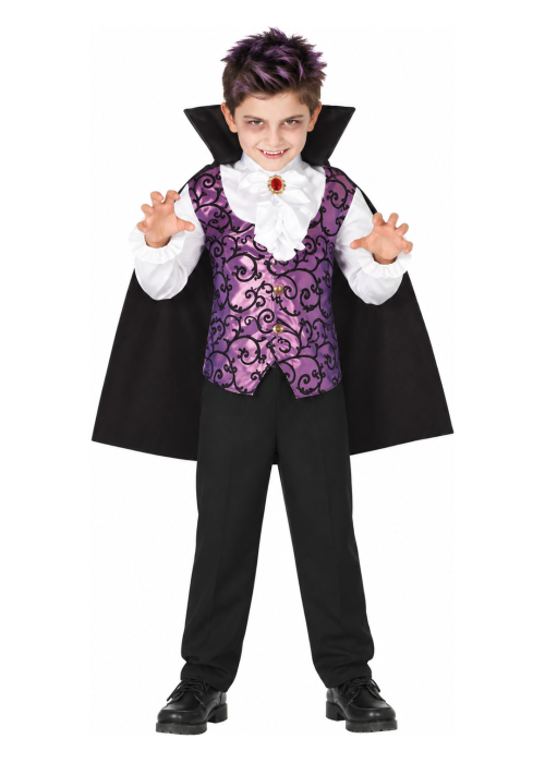Disfraz de Vampiro Clasico Lila para Niño - Disfraces Halloween Vampiros - Disfraces de Vampiros y Goticos para Niños