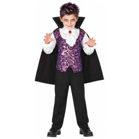 Disfraz de Vampiro Clasico Lila para Niño - Disfraces Halloween Vampiros - Disfraces de Vampiros y Goticos para Niños