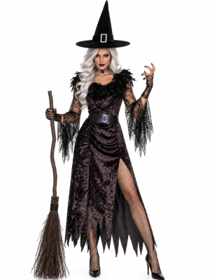 Disfraz De Bruja Negra Elegante Mujer - Disfraces Halloween Brujas