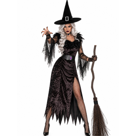 Disfraz De Bruja Negra Elegante Mujer - Disfraces Halloween Brujas