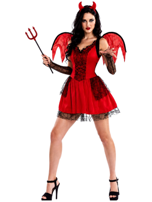Disfraz De Diablesa con Alas - Disfraces de Demonias - Disfraces de Angeles y Demonios para Mujer