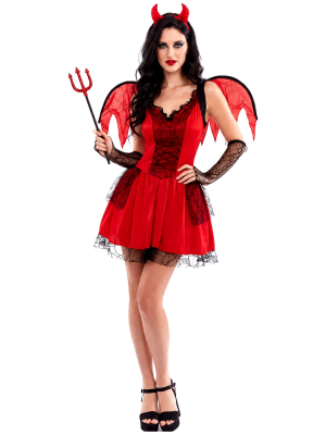 Disfraz De Diablesa con Alas - Disfraces de Demonias - Disfraces de Angeles y Demonios para Mujer