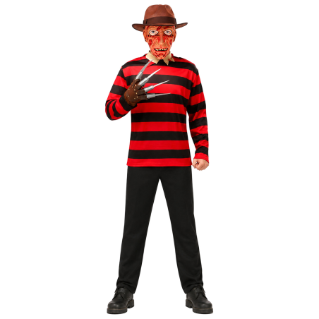 Disfraz De Freddy Con Mascara y manos Infantil - Disfraces Freddy Krueger - Disfraces de Asesino Pesadillas Infantil