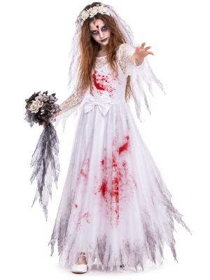 Disfraz De Novia Cadaver Sangrienta Mujer - Disfraces Halloween Zombies - Disfraces de Zombies para Mujer