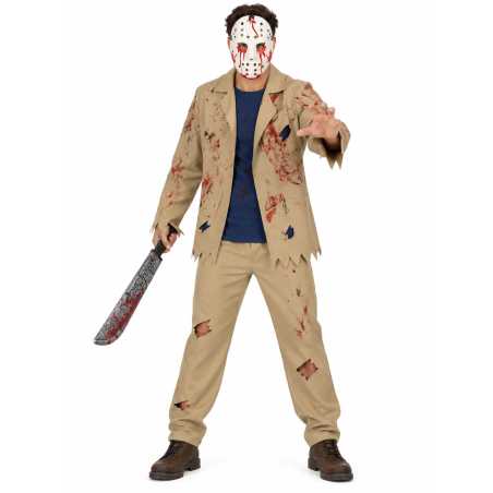 Disfraz de Jason Marron Hombre - Disfraces de Halloween Viernes 13 - Disfraces de Asesino Hockey para Hombre