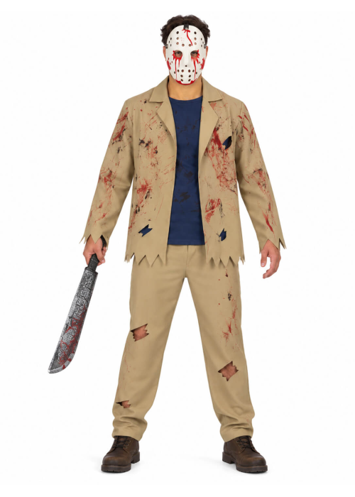 Disfraz de Jason Marron Hombre - Disfraces de Halloween Viernes 13 - Disfraces de Asesino Hockey para Hombre