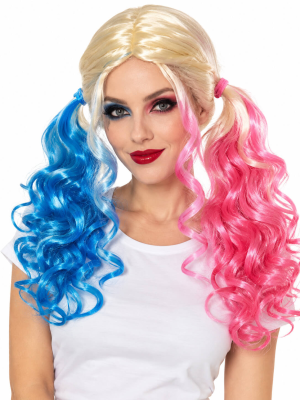 Peluca Coletas de Harley Quinn para Mujer - Complementos Halloween Joker - Complementos de Joker y Joker Baby