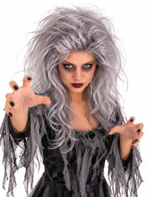 Peluca bruja Despeinada gris Mujer - Pelucas de Halloween - Pelucas