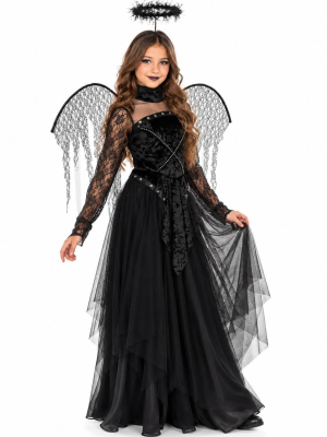 Disfraz de Angel Negro para Niña - Disfraces Halloween Angeles y Demonios - Disfraces de Angeles y Demonio para Niñas