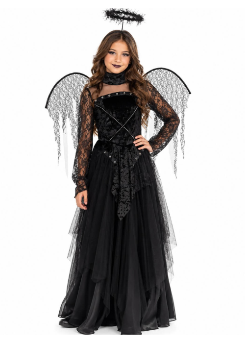 Disfraz de Angel Negro para Niña - Disfraces Halloween Angeles y Demonios - Disfraces de Angeles y Demonio para Niñas