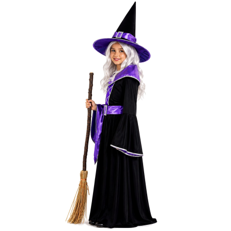 Disfraz De Bruja Negra Y Morada Infantil