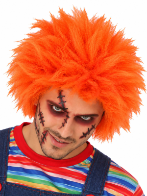 Peluca De Muñeco Chucky Despeinada Naranja - Complementos Disfraces Halloween - Complementos de Muñeco Diabolico