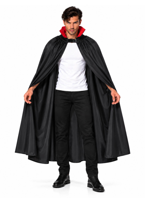 Capa de Vampiro Negra Cuello Rojo de 140cm -  Complementos Disfraces Halloween - Complementos de Vampiros y Vampiresas