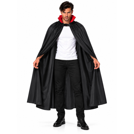 Capa de Vampiro Negra Cuello Rojo de 140cm -  Complementos Disfraces Halloween - Complementos de Vampiros y Vampiresas