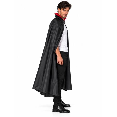 Capa de Vampiro Negra Cuello Rojo de 140cm -  Complementos Disfraces Halloween - Complementos de Vampiros y Vampiresas