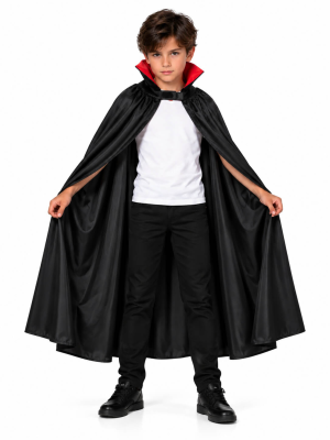 Comprar Capa de Vampiro Negra Cuello Rojo de 90cm -  Complementos Disfraces Halloween Infantiles