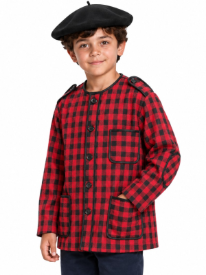 Kaiku Rojo Y Negro Infantil - Trajes Regionales Vascos - Toquillas y Mendigozales