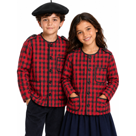 Kaiku Rojo Y Negro Infantil - Trajes Regionales Vascos - Toquillas y Mendigozales