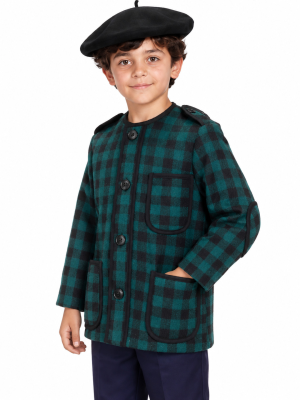 Kaiku Verde Y Negro Infantil - Trajes Regionales Vascos - Toquillas y Mendigozales