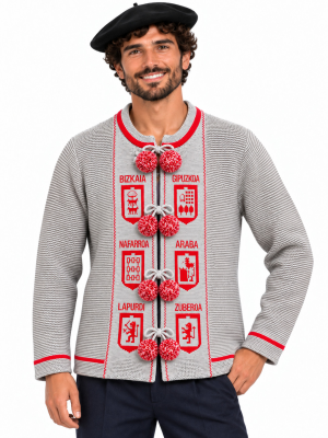 Mendigoizale Adulto Provincias Gris Y Rojo - Kaiku Trajes Vascos - Toquillas y Mendigozales