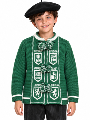 Mendigoizale Provincias Verde Infantil - Kaiku Trajes Vascos - Toquillas y Mendigozales