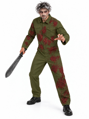 Disfraz De Buzo Verde Sangriento Hombre - Disfraces Halloween Asesinos - Disfraces Halloween Hombre