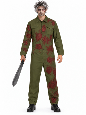 Disfraz De Buzo Verde Sangriento Hombre - Disfraces Halloween Asesinos - Disfraces Halloween Hombre