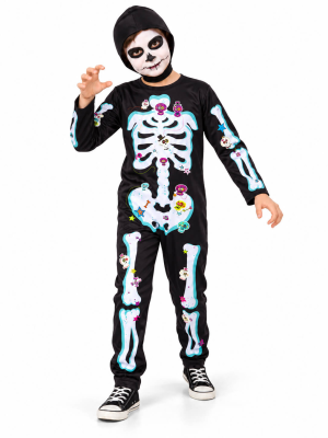 Disfraz De Esqueleto con Pegatinas Infantil - Disfraces Calaveras y Catrinos - Disfraces de Esqueleto para Niños