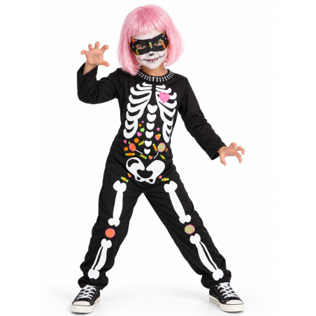 Disfraz De Esqueleto Caramelos Infantil - Disfraces Calaveras y Catrinas - Disfraces de Esqueletos Infantiles