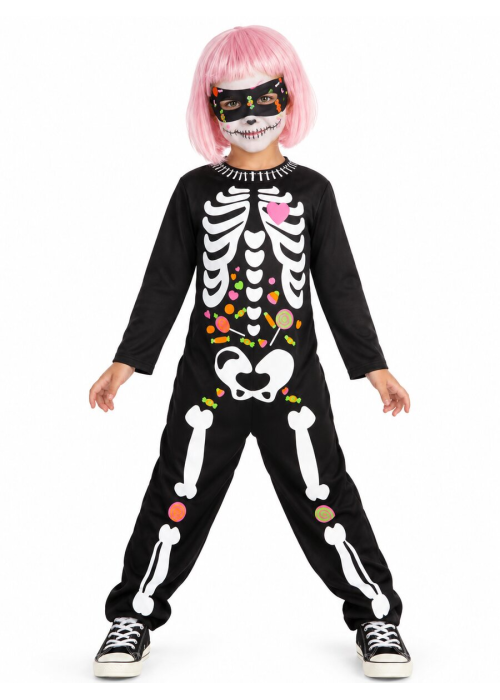 Disfraz De Esqueleto Caramelos Infantil - Disfraces Calaveras y Catrinas - Disfraces de Esqueletos Infantiles