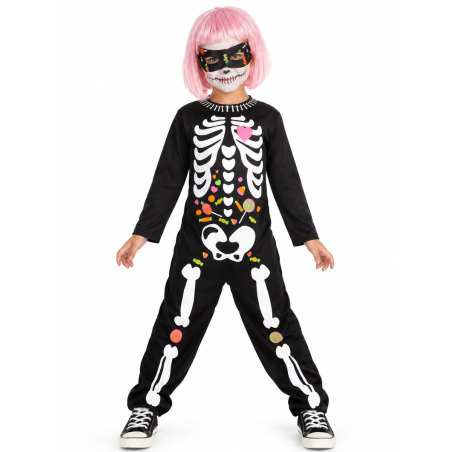Disfraz De Esqueleto Caramelos Infantil - Disfraces Calaveras y Catrinas - Disfraces de Esqueletos Infantiles
