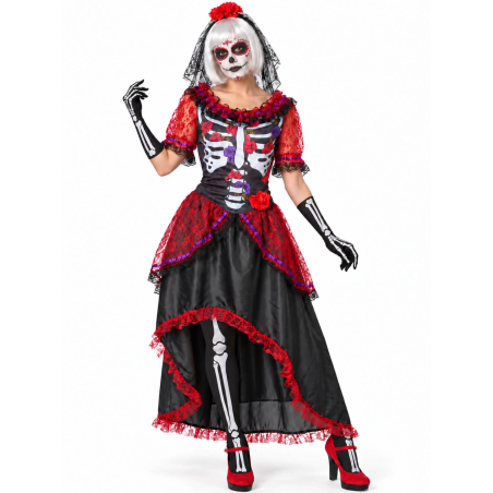 Disfraz De Catrina Rojo Largo