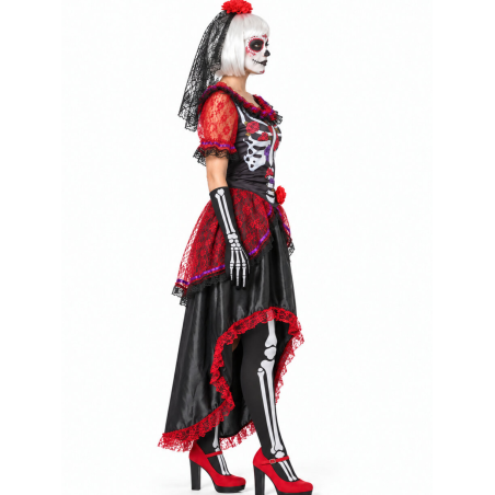 Disfraz de Catrina Largo para Mujer - Disfraces Halloween Esqueletos - Disfraces de Esqueleto para Mujer