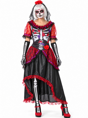 Disfraz De Catrina Rojo Largo