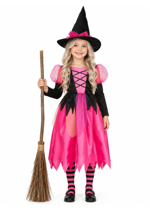 Disfraz De Bruja Rosa Picos Niña - Disfraces de Brujas Infantiles - Disfraces de Brujas y Hechiceros para Niñas