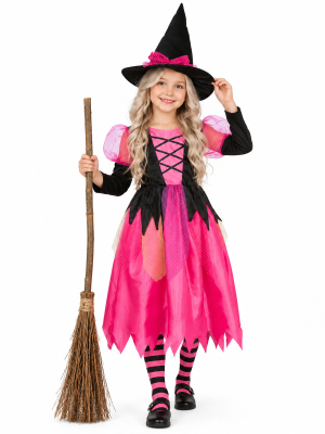 Disfraz De Bruja Rosa Picos Niña - Disfraces de Brujas Infantiles - Disfraces de Brujas y Hechiceros para Niñas