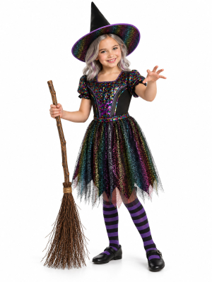 Disfraz De Bruja Lentejuelas para Niña - Disfraces Halloween Brujas y Hechiceras - Disfraces de Brujas y Hechiceros para Niñas
