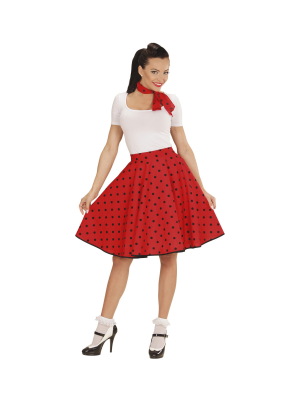Comprar Falda Roja Lunares Negros - Disfraces de Grease para Mujer