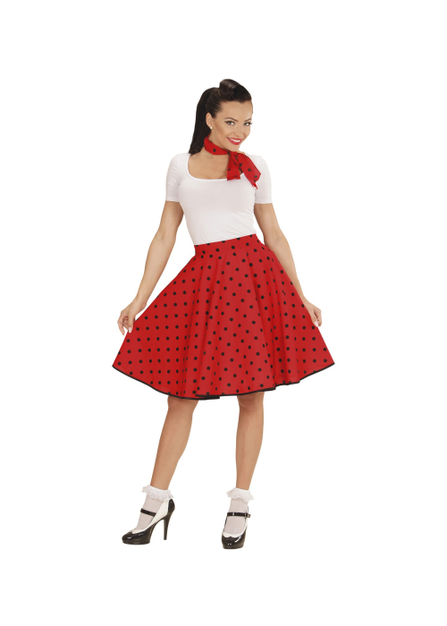 Falda Roja Lunares Negros - Disfraces Grease para Mujer