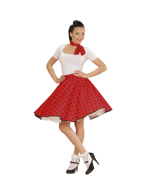 Comprar Falda Roja Lunares Negros - Disfraces de Grease para Mujer
